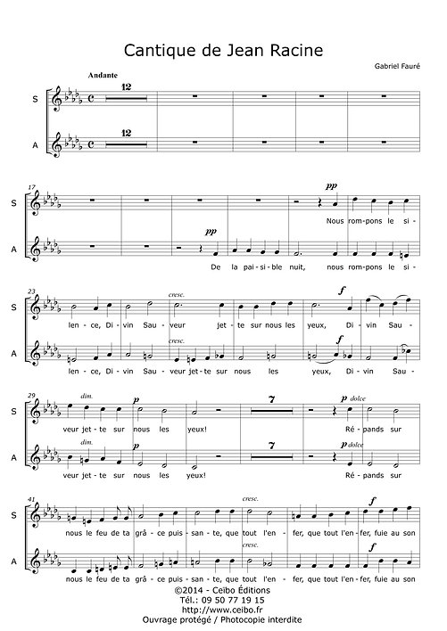 Cantique de Jean Racine - Fauré Gabriel