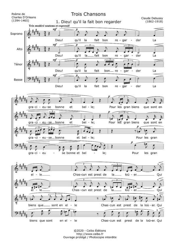 Trois chansons - Debussy Claude