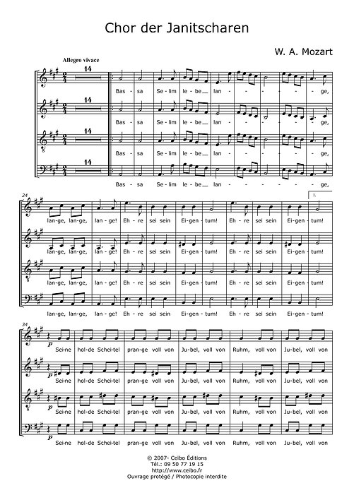 Chor der Janitscharen - Mozart Wolfgand Amadeus