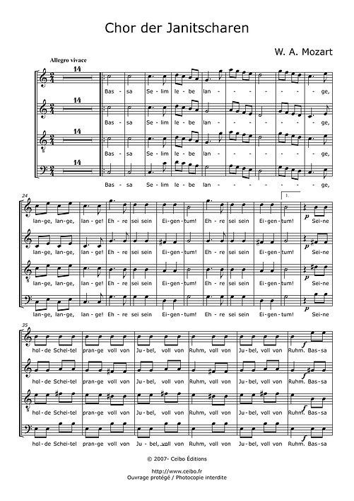 Chor der Janitscharen - Mozart Wolfgand Amadeus